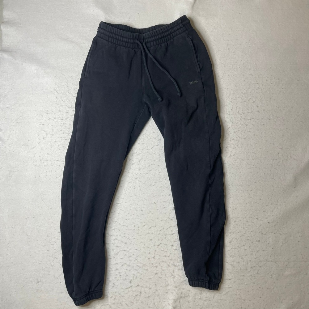 TNA Aritzia Cozy Fleece Boyfriend Fit Sweatpants Black XS 109936 Joggers‎